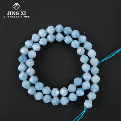 China DIY Jewelry Making Quality Wholesale Natural Blue Green Blue Gemstone Frosted Surface Loose Bead Cut DIY Jewelry Bracelet Necklace for sale