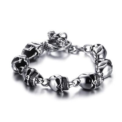 China Dragon Luxury 316 Stainless Steel Mens Skull Bracelet Man Hand Bracelets for sale