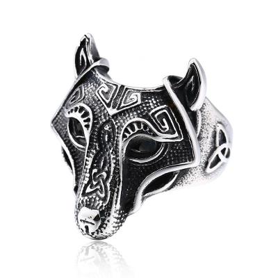 China Stainless Steel 2021 Animal Viking Jewelry Rings Punk Vintage CLASSIC Wolf Warriors Ring For Men Jewelry Accessories for sale