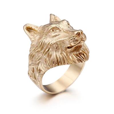 China Punk Custom Design Viking Jewelry Stainless Steel Vintage Wolf Head Rings For Men Women for sale