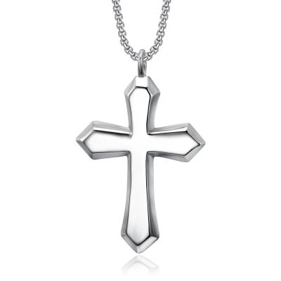 China Cute Custom Mens Jewelry Christian High Polished Necklace Jesus Cross Chunky Cross Necklace For Women Mens for sale