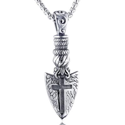 China Punk Custom Design 316 Stainless Steel Cross Jewelry Biker Style Arrow Pendants Necklaces for sale