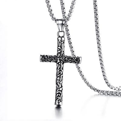 China Stainless Steel Jewelry Mens Chandelier Lords Prayer Gold Crucifix Cross Simple Pendant Minimalist Chain Necklace for sale