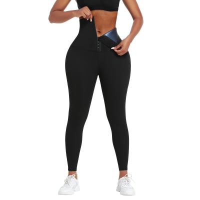 China Logo Waist Neoprene Sauna Custom Sweat Antibacterial Lose Weight Waist Trainer Leggings High Waist Yoga Pants for sale