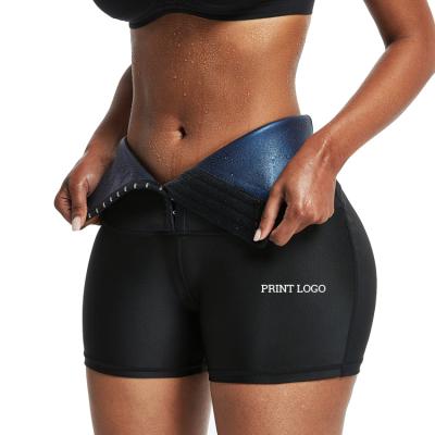 China Logo Women Summer Jogging Wear Custom Made Antibacterial Shorts Burning Trainer Adjustable Tummy Fat Control Hooks Neoprene Waist Leggings for sale