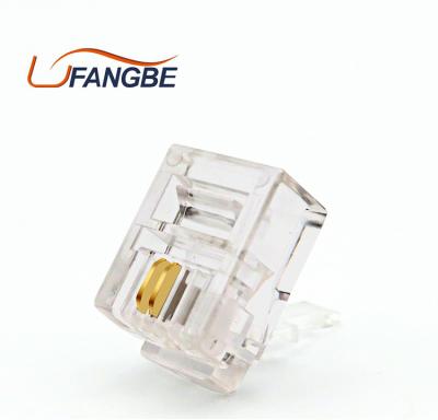 China Power Factory Hot Selling Gold Plated 2 Pin RJ11 6P2C Plug Telephone Modular Clear UTP Connector 6p2c crytal connector for sale