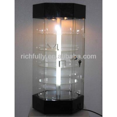 China 2015 modern round shape aluminum glass display showcase with lock and bottom carton for sale