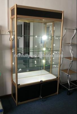 China Used In Exhibition And Showroom Hesitation Free Hot Selling Beautiful Led Lighted Glass Shelf, Wooden And Glass Displays for sale