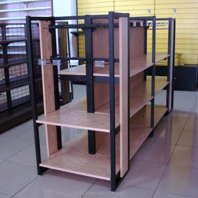 China End shelf (single side) + double steel and wood composite shelves of supermarket frame side + end shelf (single side) 2016 new product for sale