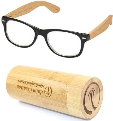 China Thin Frame Top Selling Plastic Reading Glasses With Bamboo Wooden Arms for sale