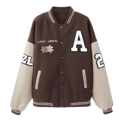 China Ladies Private Label QUICK DRY Custom Varsity Jacket Leather Sheaths Letter Embroidered Women's Lambswool Formal Jacket for sale