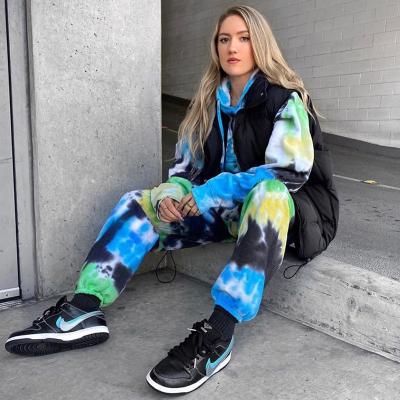 China 2021 QUICK DRY spring slim butterfly print and size of new high summer women's features tie-dye casual jogging suit for sale