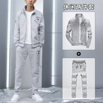 China 2021New Logo Custom Men's Fitness Exercise Leisure Suit Sports Running Jogging Suit Zipper Breathable Large Size Loose Jacket Sportswear for sale