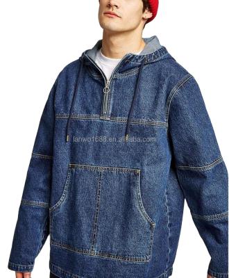 China Anti-wrinkle Cotton Men's 100% Slim Fit Plus Size Jean Hoodies Jackets Custom Made for sale