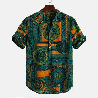 China Anti-Wrinkle Design African Clothing Men Shirts Short Sleeve Printed Casual Hawaiian Beach Shirts for sale