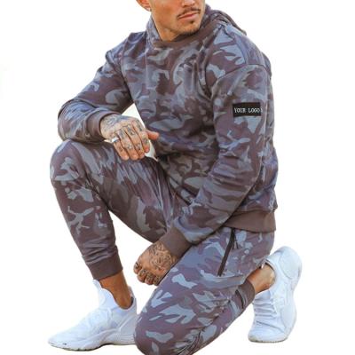 China Winter Anti-Static Camouflage Tracksuits Mens Custom Fashion Printing Hoodie Sweatpants Slim Fit Jogging Cotton Tracksuits for sale