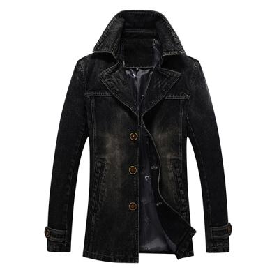 China 2019 New Winter Breathable Jeans Coat Plus Size Single Breasted Lapel Outerwear Mens Solid Breasted Denim Jackets for sale