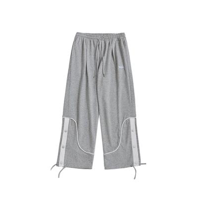 China 2021 Spring/Button Brand Custom Design Summer Fashion Loose Wide Leg Men's Breathable Slit Sports Knitted Pants for sale