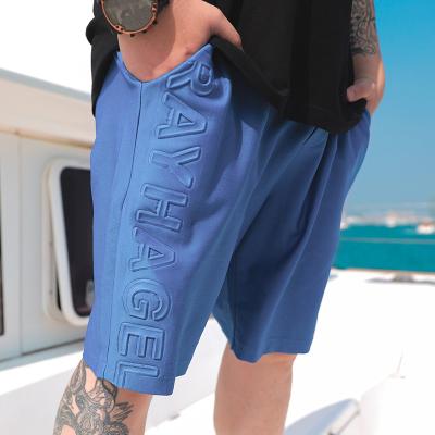 China 2021 Summer New Viable Casual Jogger Shorts Suite Terry Men Cotton French Drawstring Custom 3d Embossed Shorts Men for sale