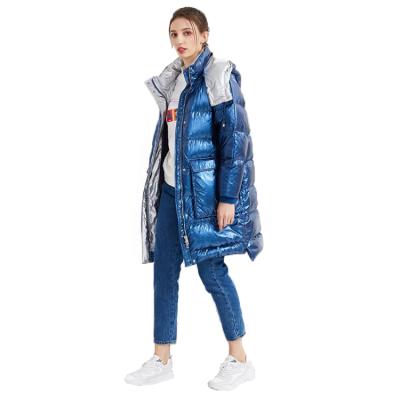 China Army Style Fashion Green Loose Fur Collar Leather Quilted Winter Coat Women for sale