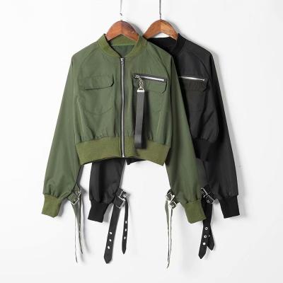 China 2019 Short Plus Size Autumn Winter Fashion Ladies Bomber Jacket Army Green Women Jackets Coats for sale