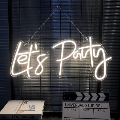 China Easy Installation Let's Party LED Neon Sign Wall Decoration Personalized Neon for Party Wedding Party Bar Home Store for sale