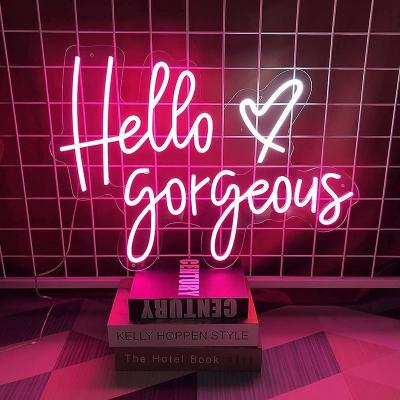 China DC12V Safe Gorgeous Hello LED Low Voltage Neon Sign To Wedding Light Neon Sign For Bedroom Birthday Party Home Bar for sale