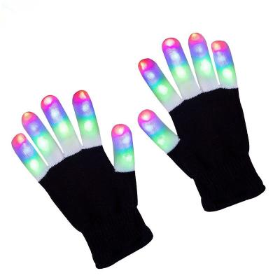 China Nylon Gift Multicolor Flashing /LED Gloves LED Light Up Glove Finger Light For Dance for sale