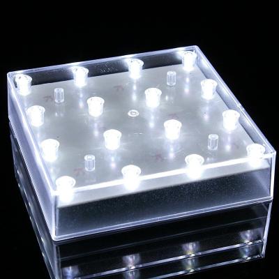 China 5 Inch Square Shape LED Base Vase Light Base For Vase 16 LED White Light Base For Wedding Centerpiece, Crystal Display Light Base for sale