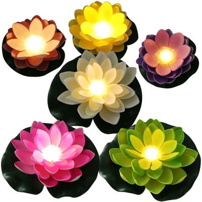 China EVA 7 Inch Lit Artificial Floating Lotus Flower for sale