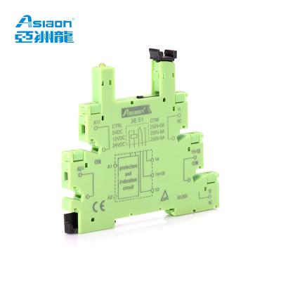 China Asiaon 38.51 Din-Rail Relay Control Socket 6-24V 48-60V110V 230V AC/DC Sealed Slim Relay Socket for sale