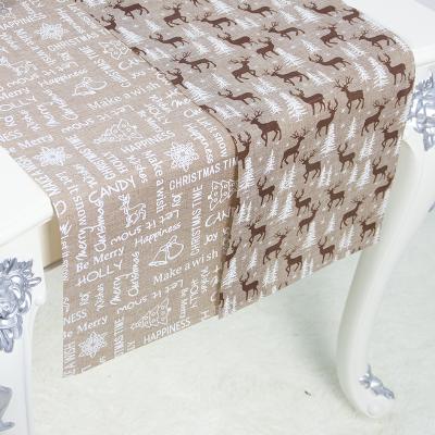 China Modern Table Runner Christmas Decoration Supplies Fashion Cloth Tablecloth White Print Christmas Table Runner for sale