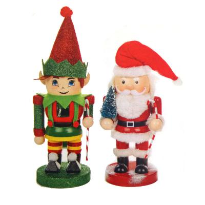 China European Wooden Santa Claus Elf Christmas Wooden Nutcracker Nutcracker 30cm Style Christmas Decorations Home Decoration for sale