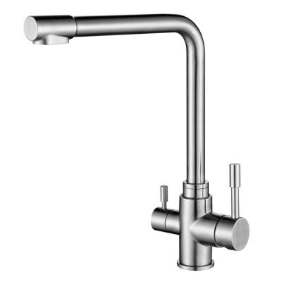 China China Supplier Hot Sale Modern Double Handle Black Kitchen Taps High Quality Stainless Steel Kitchen Faucet for sale