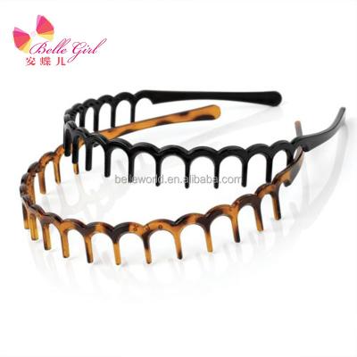 China Fashion BELLEWORLD Custom Candy Alice Band Acetate Headband Tortoise Toothed Hair Headband For Women for sale