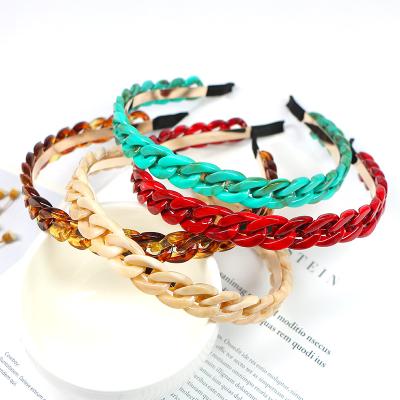 China Acetate Retro OEM Runway Look Acetate Headband Braided Chain Acetate Headband for sale