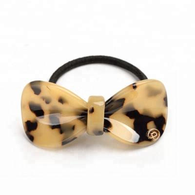 China Hot Selling Fashionable Hair Tie Acetate Barrettes Bowknot Elastic Hair Band For Girls for sale