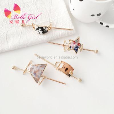 China 2021 New Spring Designer Women's Geometric Metal Hair Fork Trendy Acetate Star Shape Hair Accessories Hair Clips For Girls for sale