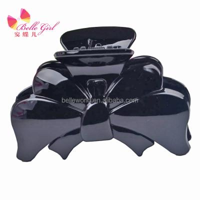 China Wholesale Fashion BELLEWORLD Jumbo Plastic 4inch Hair Claw Clips Black Bow ABS Claw Clips For Long Thick Hair for sale