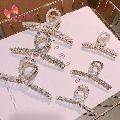 China BELLEWORLD Fashion Korean Pearl Rhinestone Metal Hair Claw Clip Alloy Hair Claw Women for sale