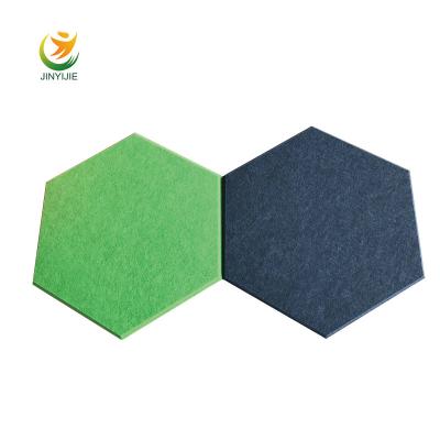 China Hot Sale Hexagon Highly Efficient Sound Absorbing Acoustic Polyester Fabric Sound Absorption Acoustic Wall Foam Panel With Special Price for sale