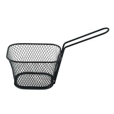 China Sustainable Portable Square Mini Fried Basket French Fries Basket Restaurant Fried Chicken Snack Chips Iron Metal Colander Tool for sale