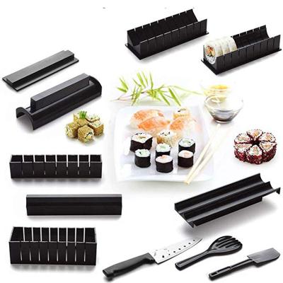 China Sustainable Hot Sale Plastic Manual 5 Sushi Roll Molds Sushi Making Tool Kit Sushi Kit Set Knife Maker Tray for sale