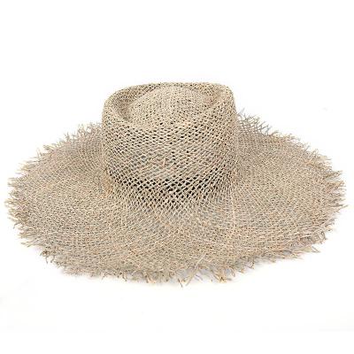 China Eco-Friendly Natural Herbs Fashion 2021 Straw Beach Visor Sun Protection Summer Hat Women Wide Brim Sun Hats for sale