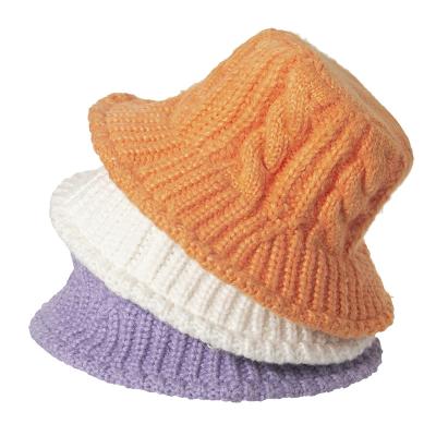 China Winter Fashion COMMON Unique Wool Yarn Knitted Bucket Hat Winter Casual Bucket Hat for sale