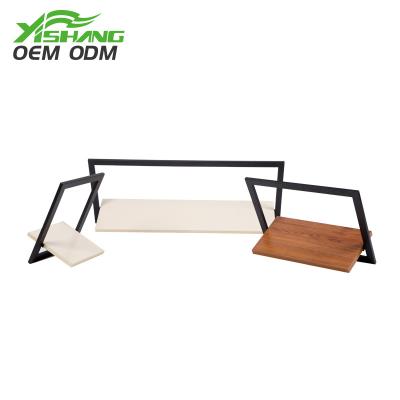 China Rust Protection Decorative Wall Mount Wood Grain Metal Storage Display Rack for sale