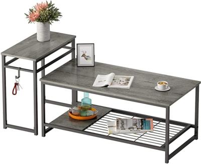 China Custom Rust Protection Fashion Metal Frame 2 Coffee Table With Storage for sale