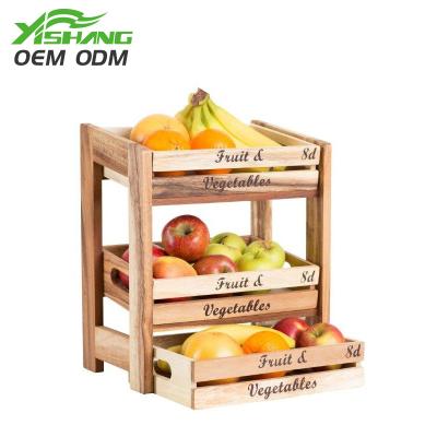 China Rust Protection Custom 3 Tier Worktop Storage Rack Wooden Fruit Rack for sale