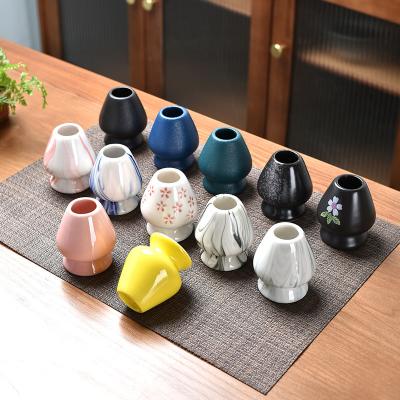 China Large Sustainable Types Colored Ceramic Matcha Mixer Pure Ceramic Stand for sale