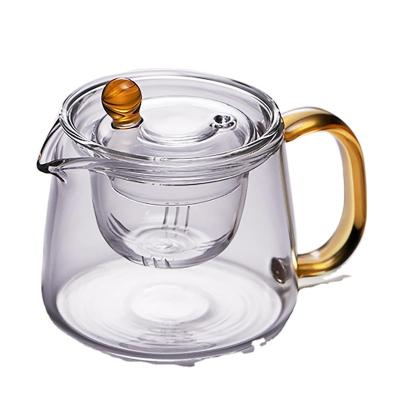 China Home Viable Teapot 550ml Heat Resistant Transparent Glass Teapot With 6pcs Glass Tea Cup for sale